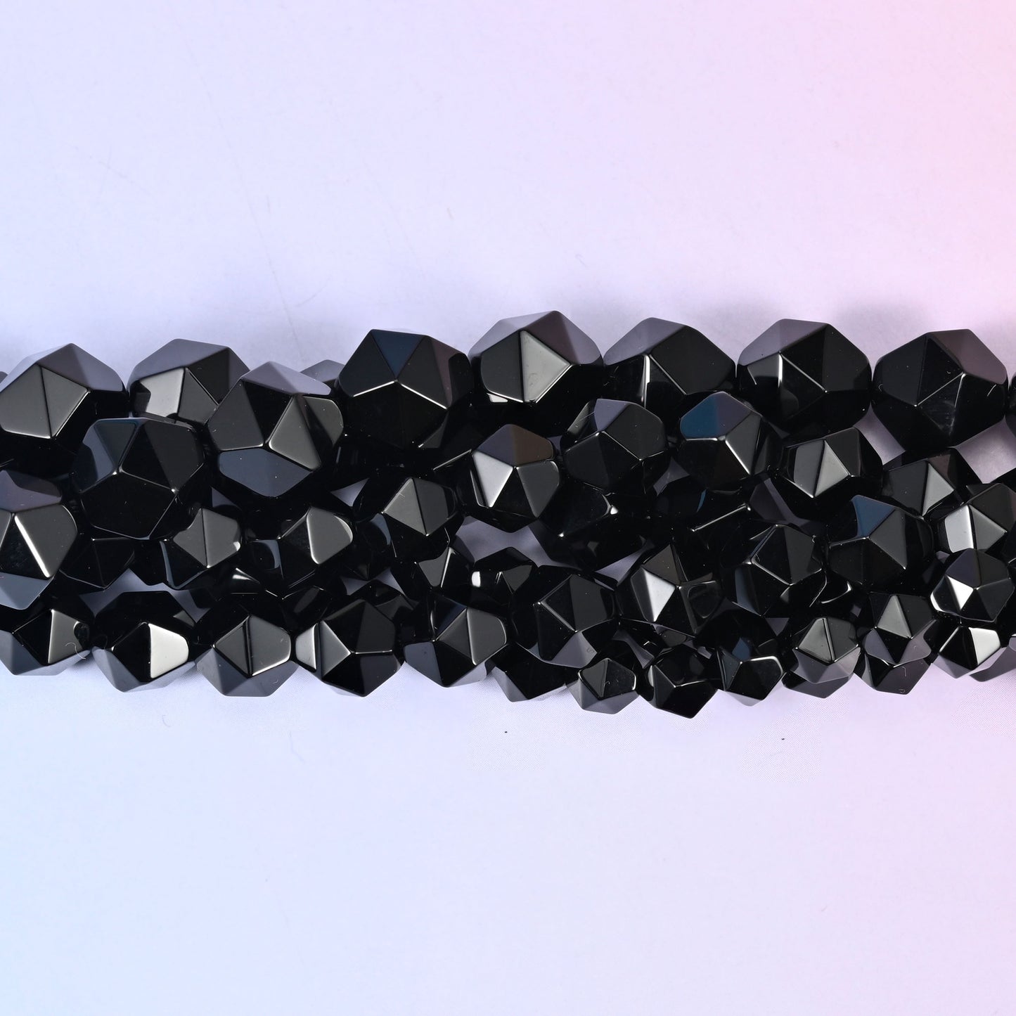 Black Onyx Diamond Star Cut Beads 6mm 8mm 10mm Jewelry Making 15.5 Inch Strand
