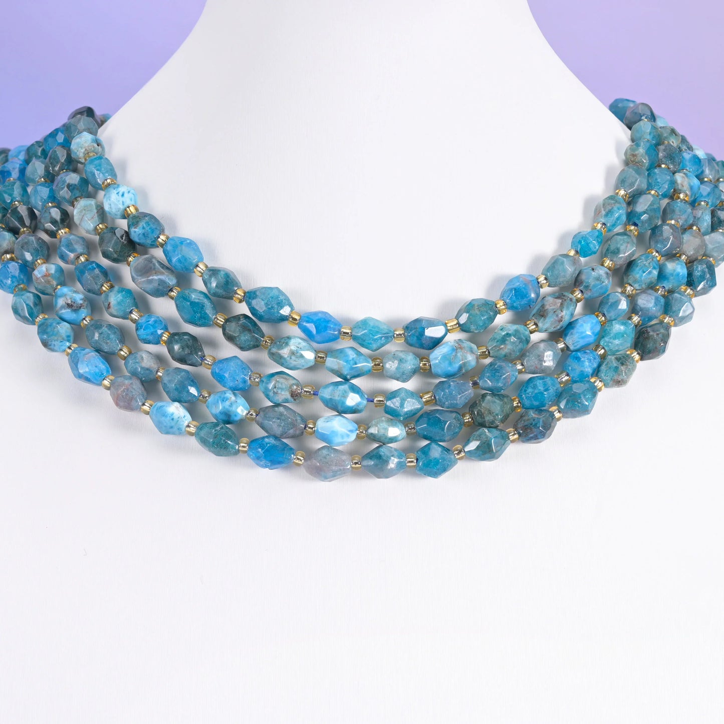 Blue Apatite Faceted Rice Barrel Beads Size 6x8mm Jewelry Making 15.5 Inch Strand