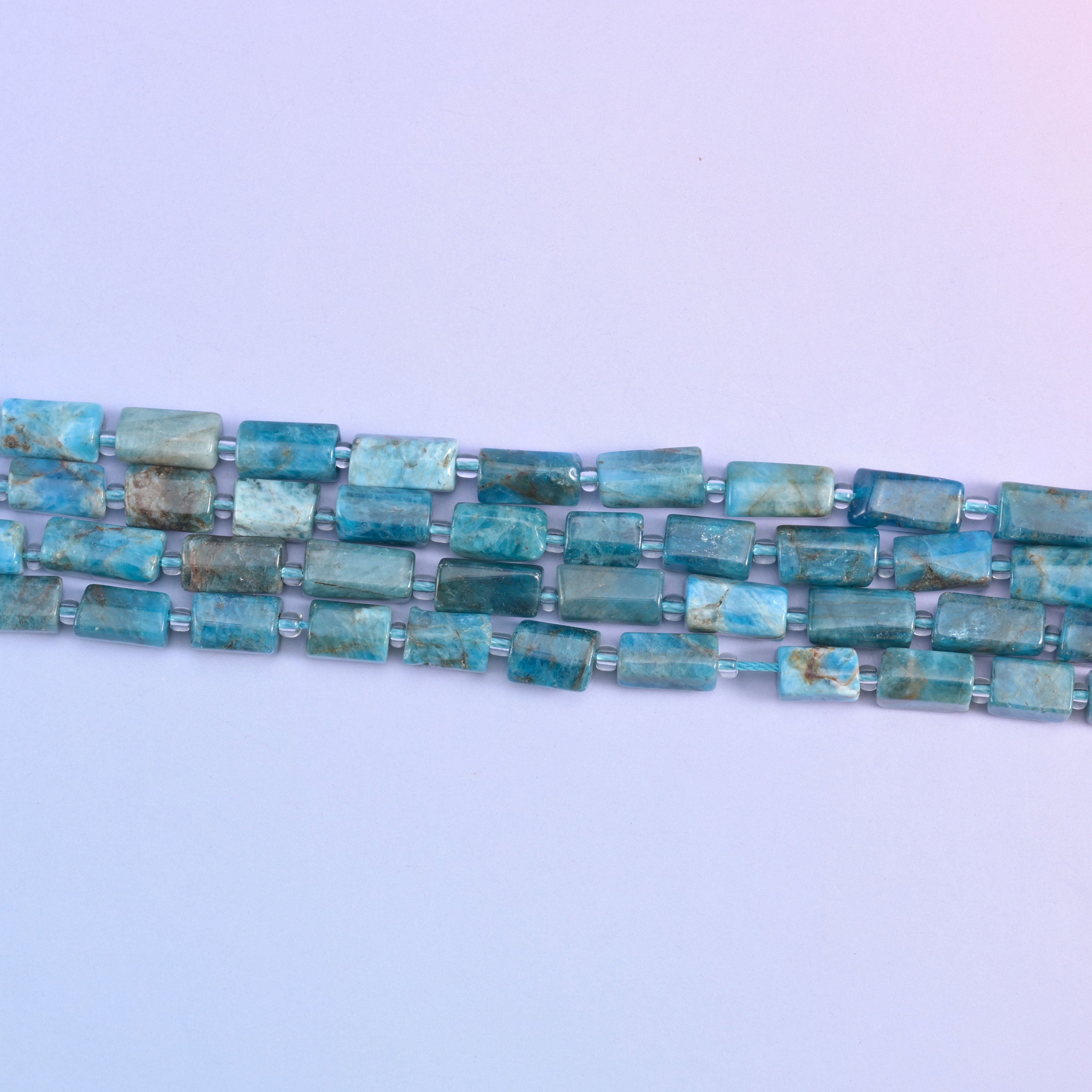Blue Apatite Faceted Tube Beads Size 12x8mm Jewelry Making 15.5 Inch Strand