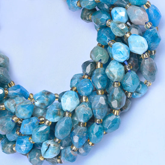 Blue Apatite Faceted Rice Barrel Beads Size 6x8mm Jewelry Making 15.5 Inch Strand