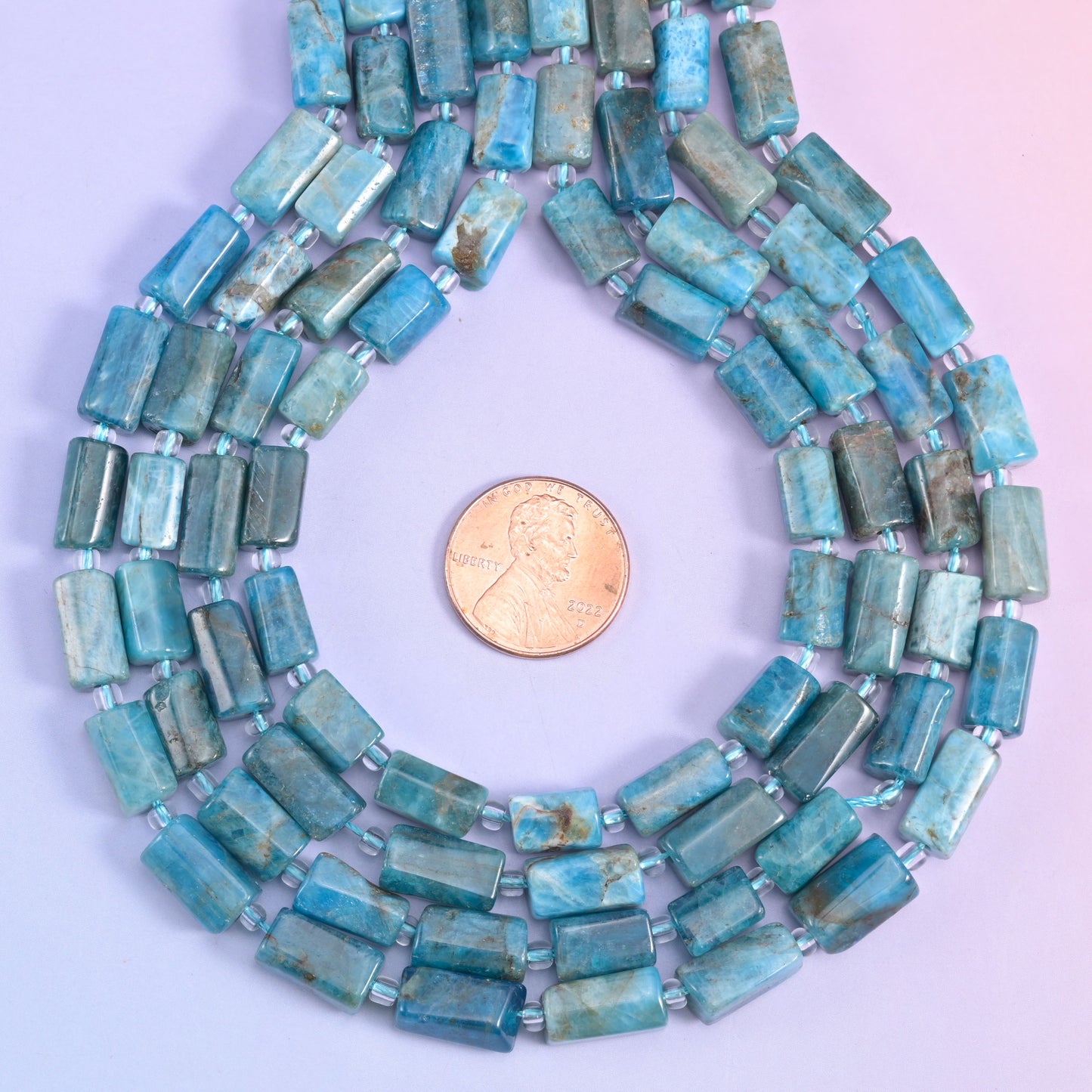 Blue Apatite Faceted Tube Beads Size 12x8mm Jewelry Making 15.5 Inch Strand