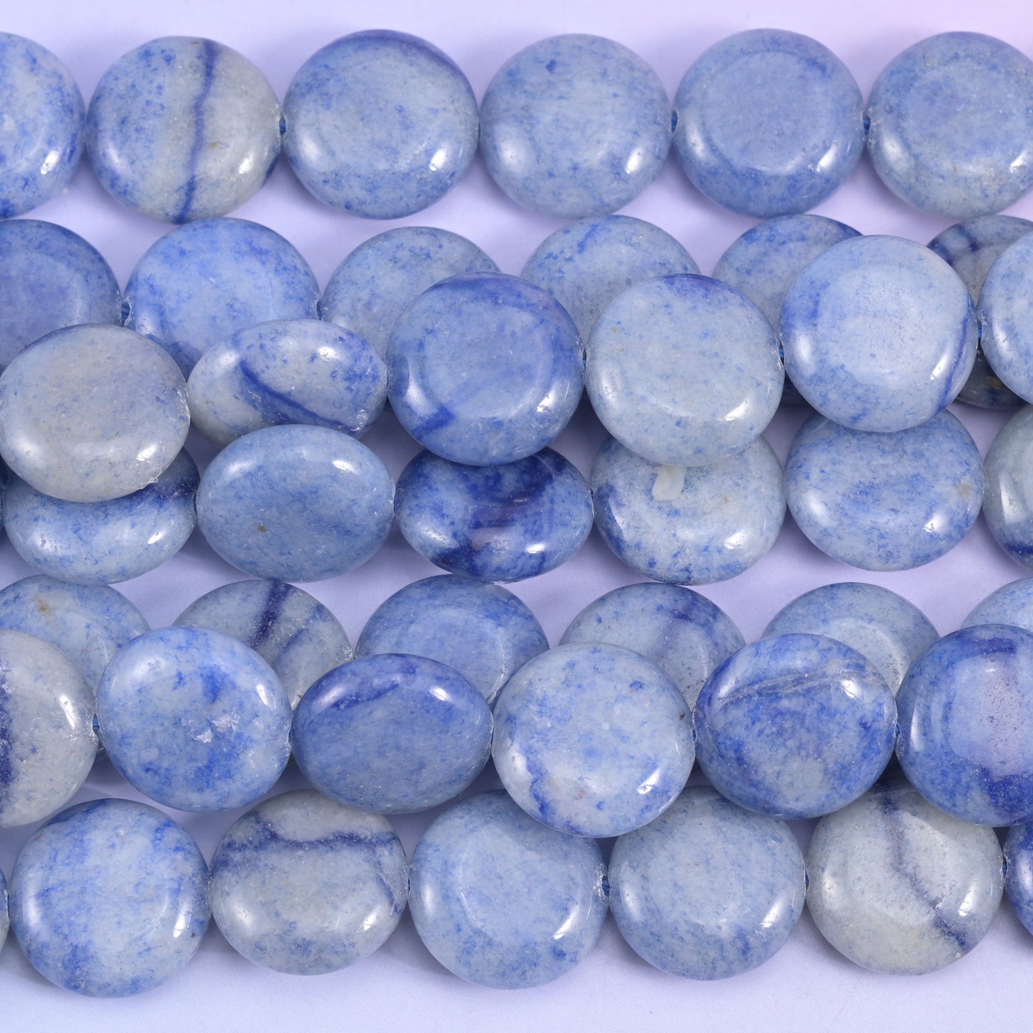 Blue Aventurine Smooth Coin Beads Size 15mm Jewelry Making 15 Inch Strand