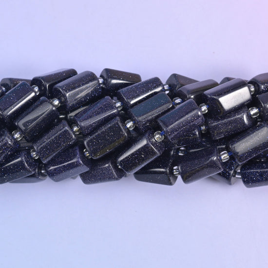Blue Sandstone Faceted Tube Beads Size 12x8mm Jewelry Making 15.5 Inch Strand