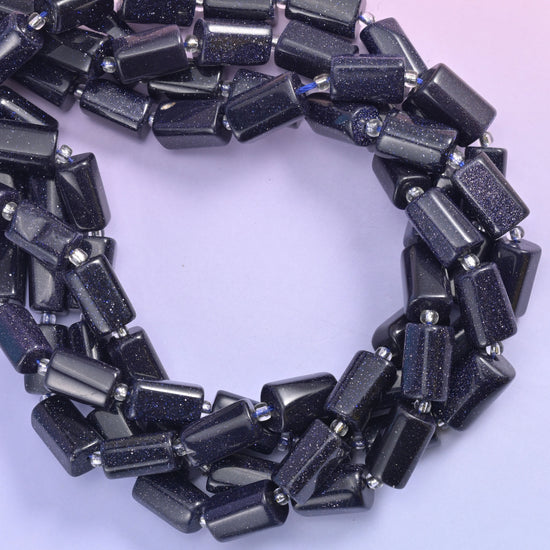 Blue Sandstone Faceted Tube Beads Size 12x8mm Jewelry Making 15.5 Inch Strand