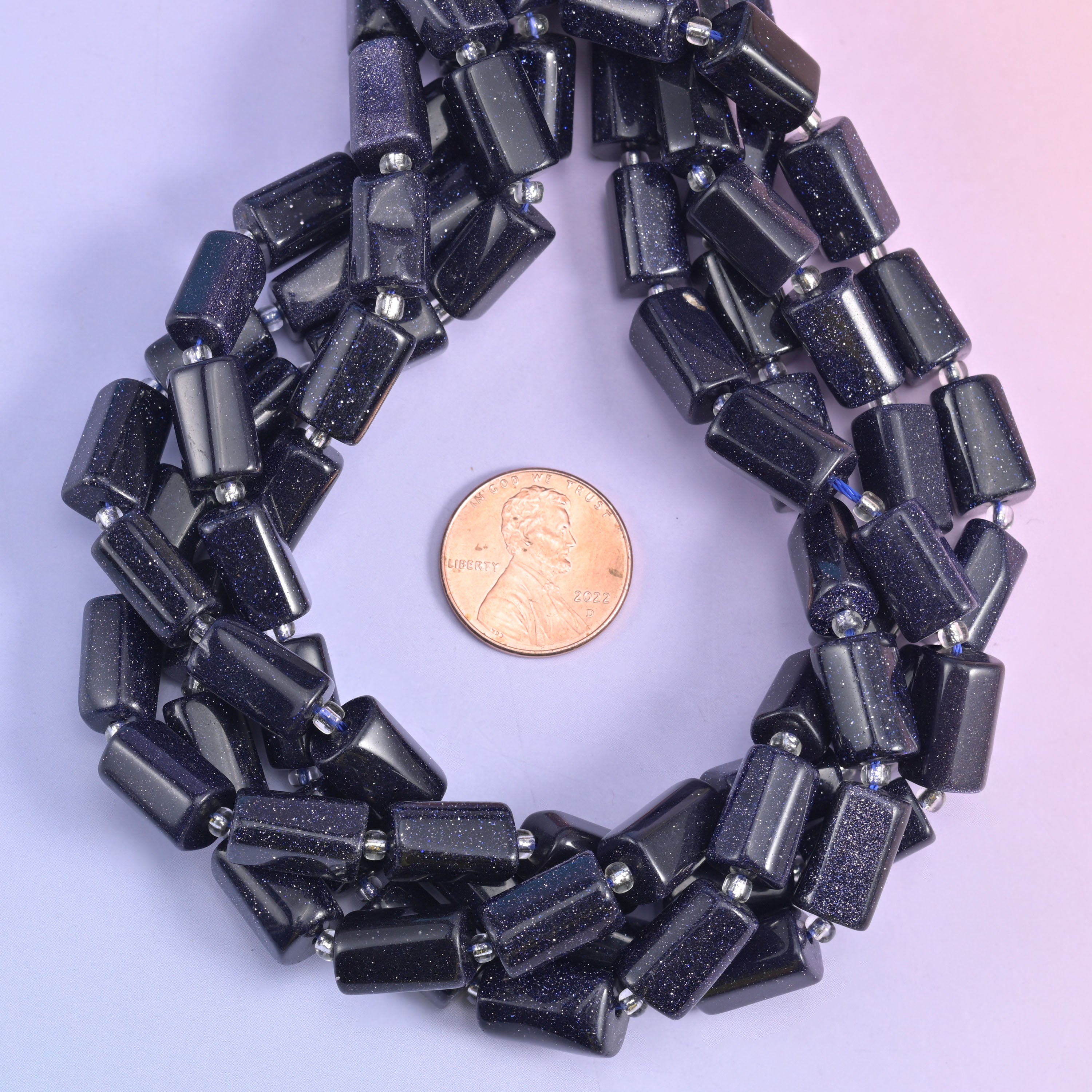 Blue Sandstone Faceted Tube Beads Size 12x8mm Jewelry Making 15.5 Inch Strand