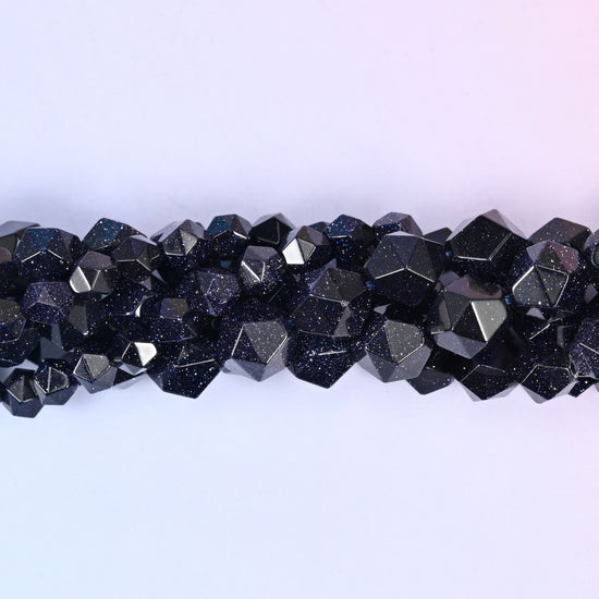 Blue Sandstone Diamond Star Cut Beads 6mm 8mm 10mm Jewelry Making 15.5 Inch Strand
