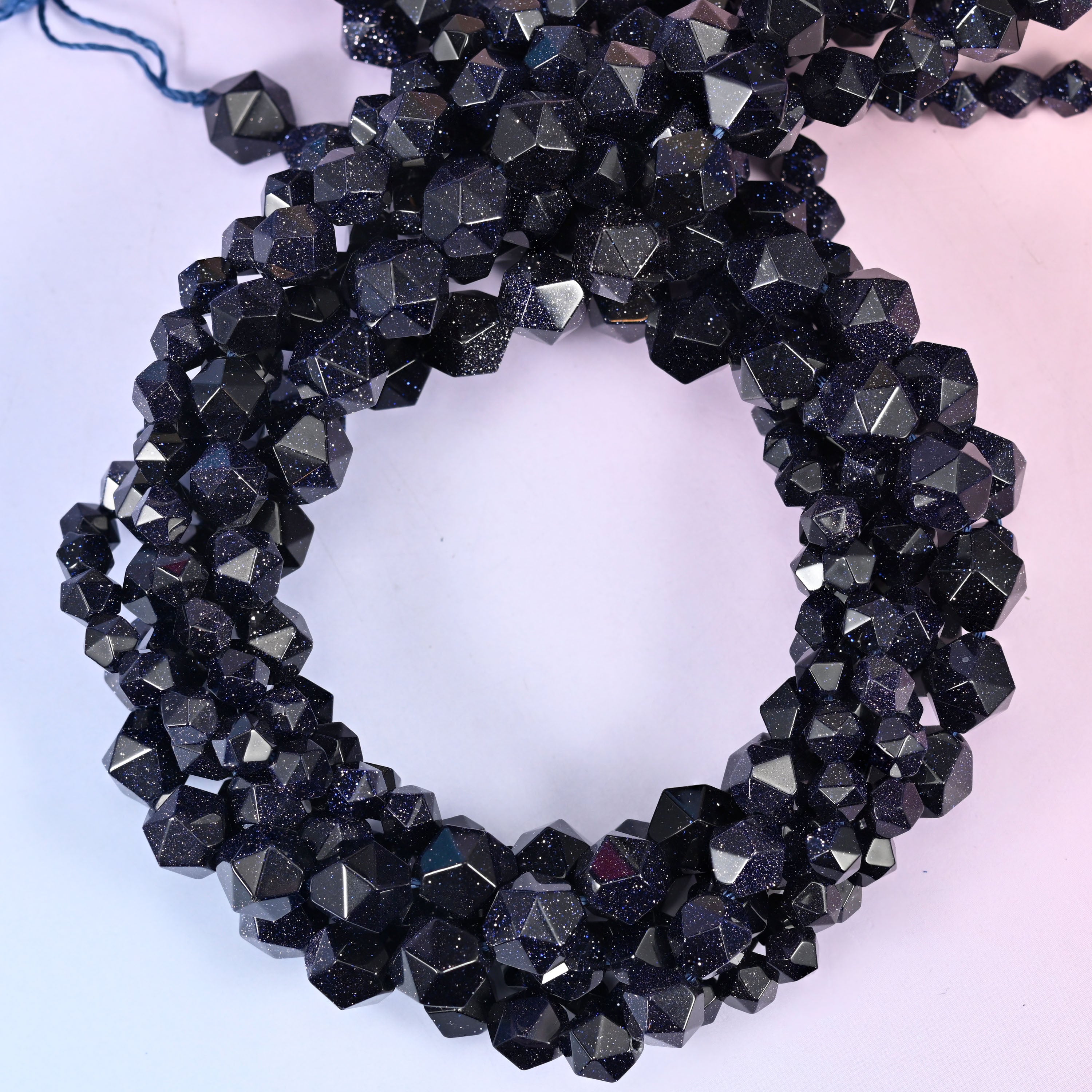 Blue Sandstone Diamond Star Cut Beads 6mm 8mm 10mm Jewelry Making 15.5 Inch Strand