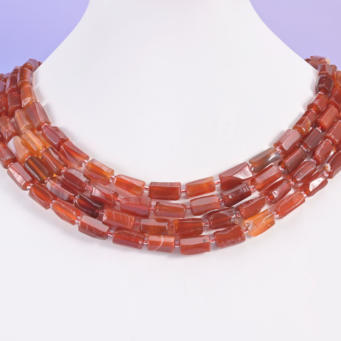 Carnelian Faceted Tube Beads Size 12x8mm Jewelry Making 15.5 Inch Strand