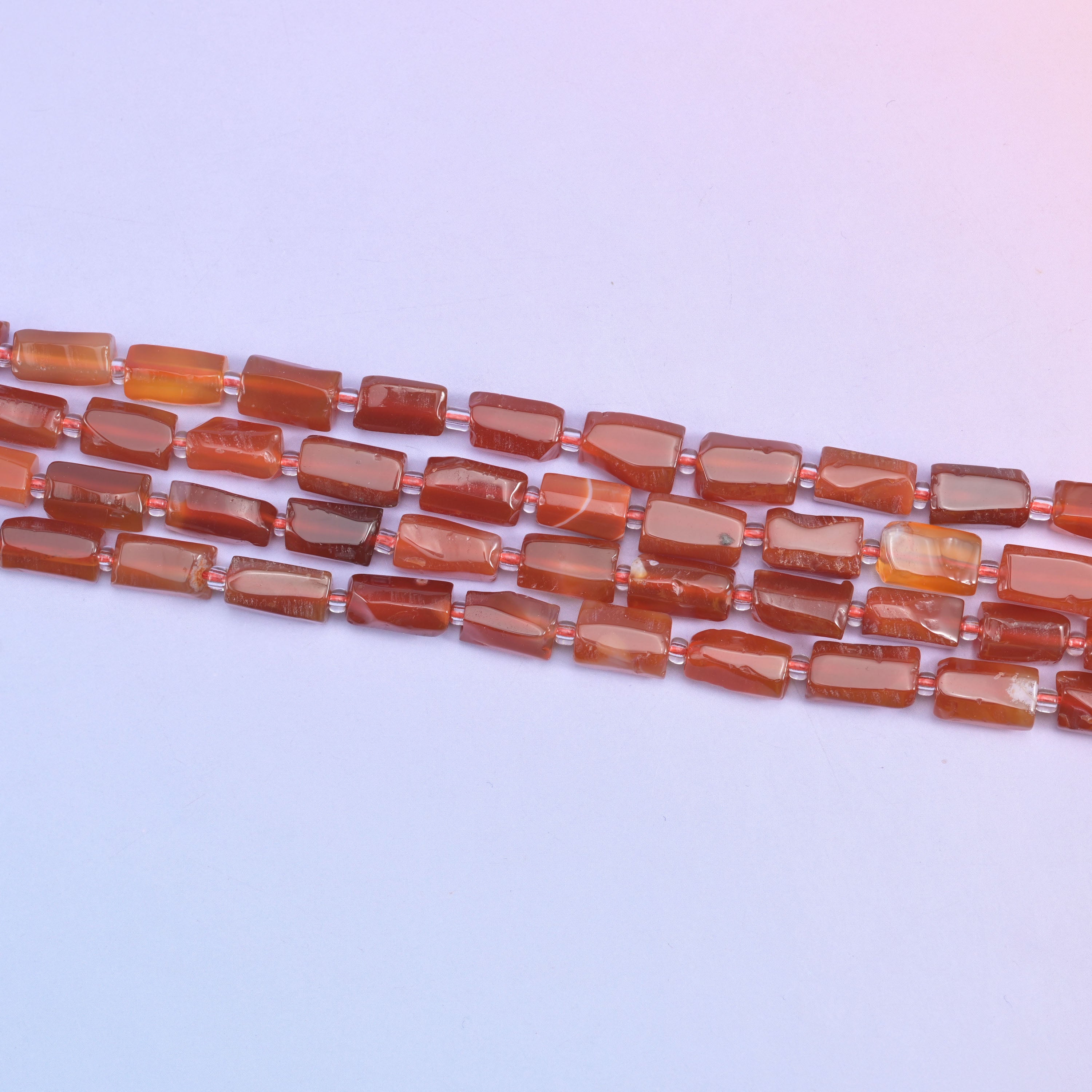 Carnelian Faceted Tube Beads Size 12x8mm Jewelry Making 15.5 Inch Strand