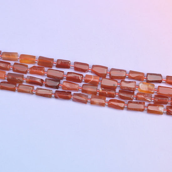 Carnelian Faceted Tube Beads Size 12x8mm Jewelry Making 15.5 Inch Strand