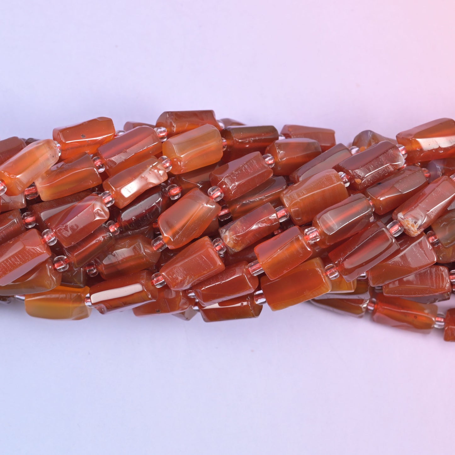 Carnelian Faceted Tube Beads Size 12x8mm Jewelry Making 15.5 Inch Strand