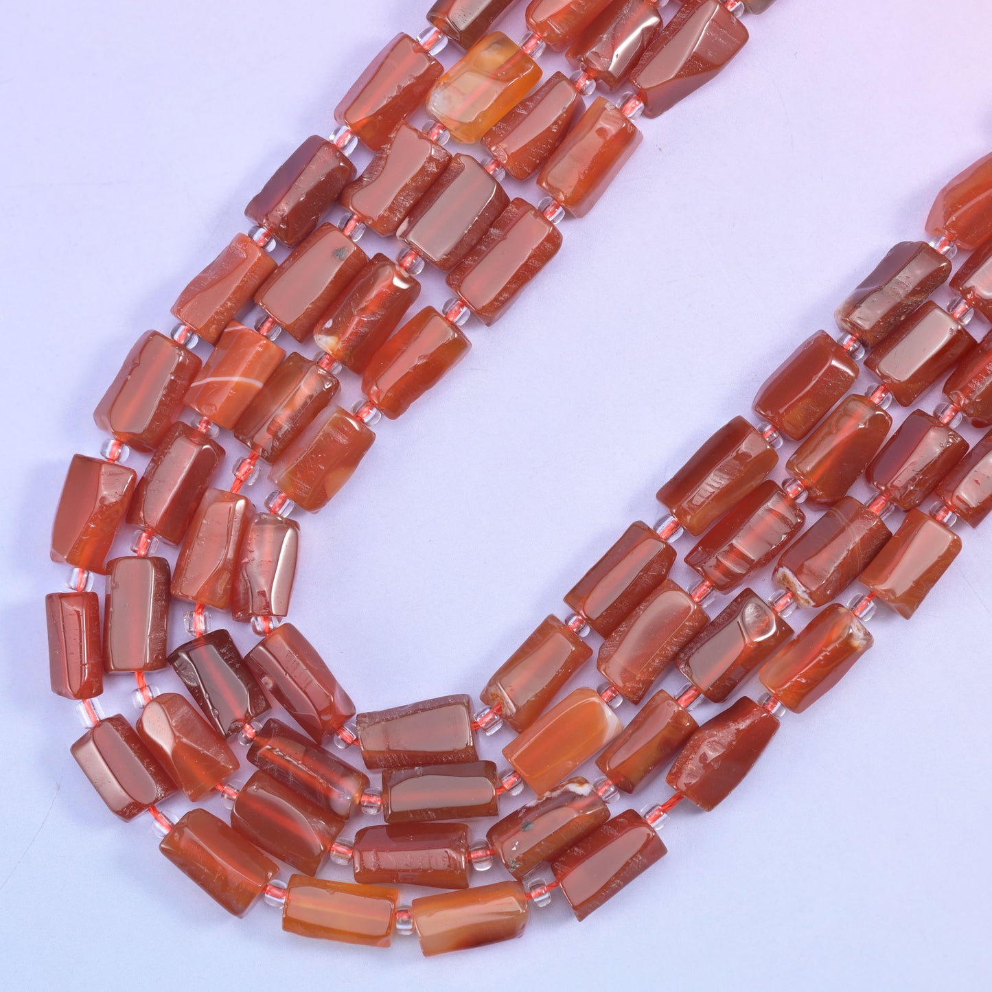 Carnelian Faceted Tube Beads Size 12x8mm Jewelry Making 15.5 Inch Strand