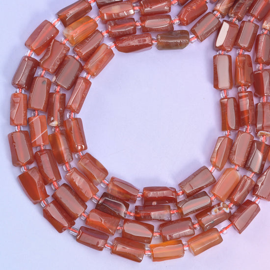 Carnelian Faceted Tube Beads Size 12x8mm Jewelry Making 15.5 Inch Strand