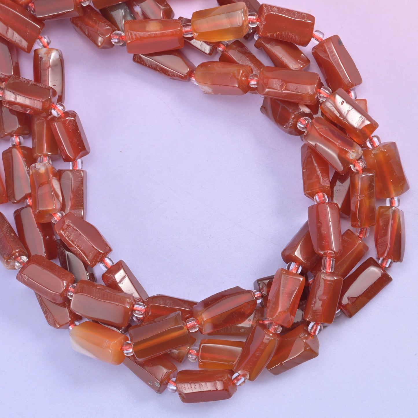 Carnelian Faceted Tube Beads Size 12x8mm Jewelry Making 15.5 Inch Strand