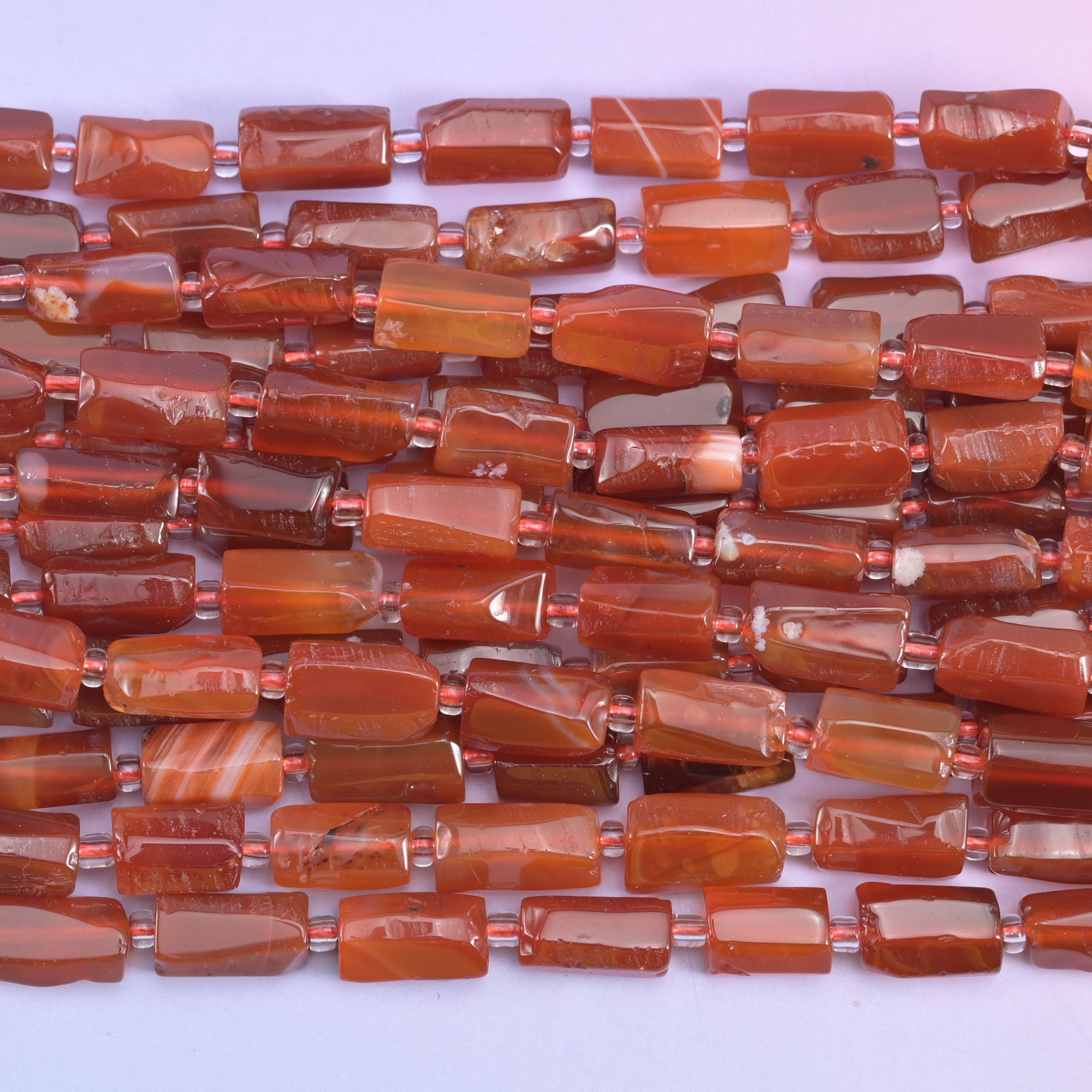 Carnelian Faceted Tube Beads Size 12x8mm Jewelry Making 15.5 Inch Strand