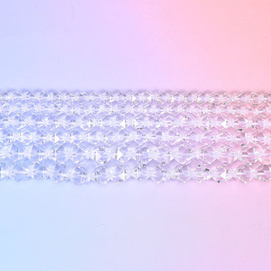 Clear Quartz Diamond Star Cut Beads 6mm 8mm 10mm Jewelry Making 15.5 Inch Strand