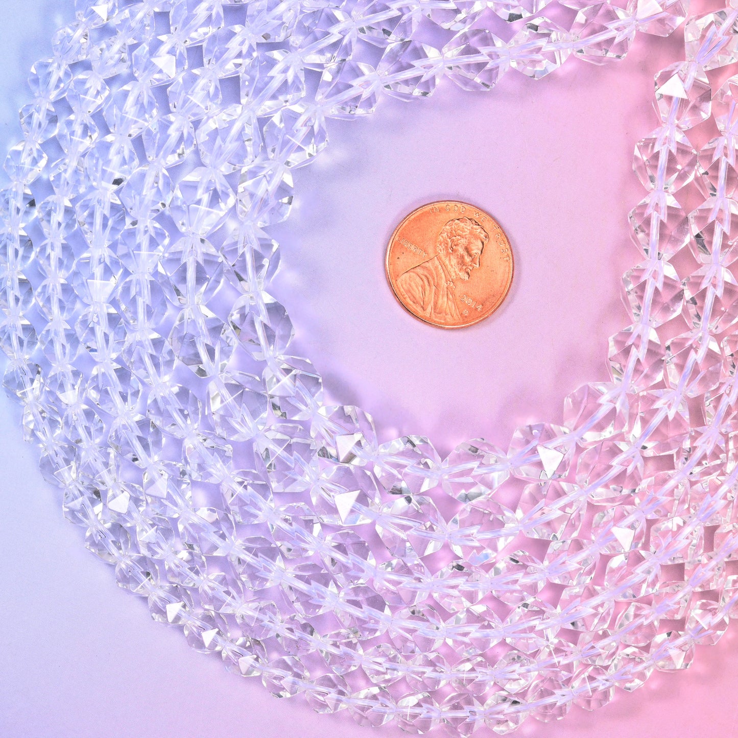 Clear Quartz Diamond Star Cut Beads 6mm 8mm 10mm Jewelry Making 15.5 Inch Strand