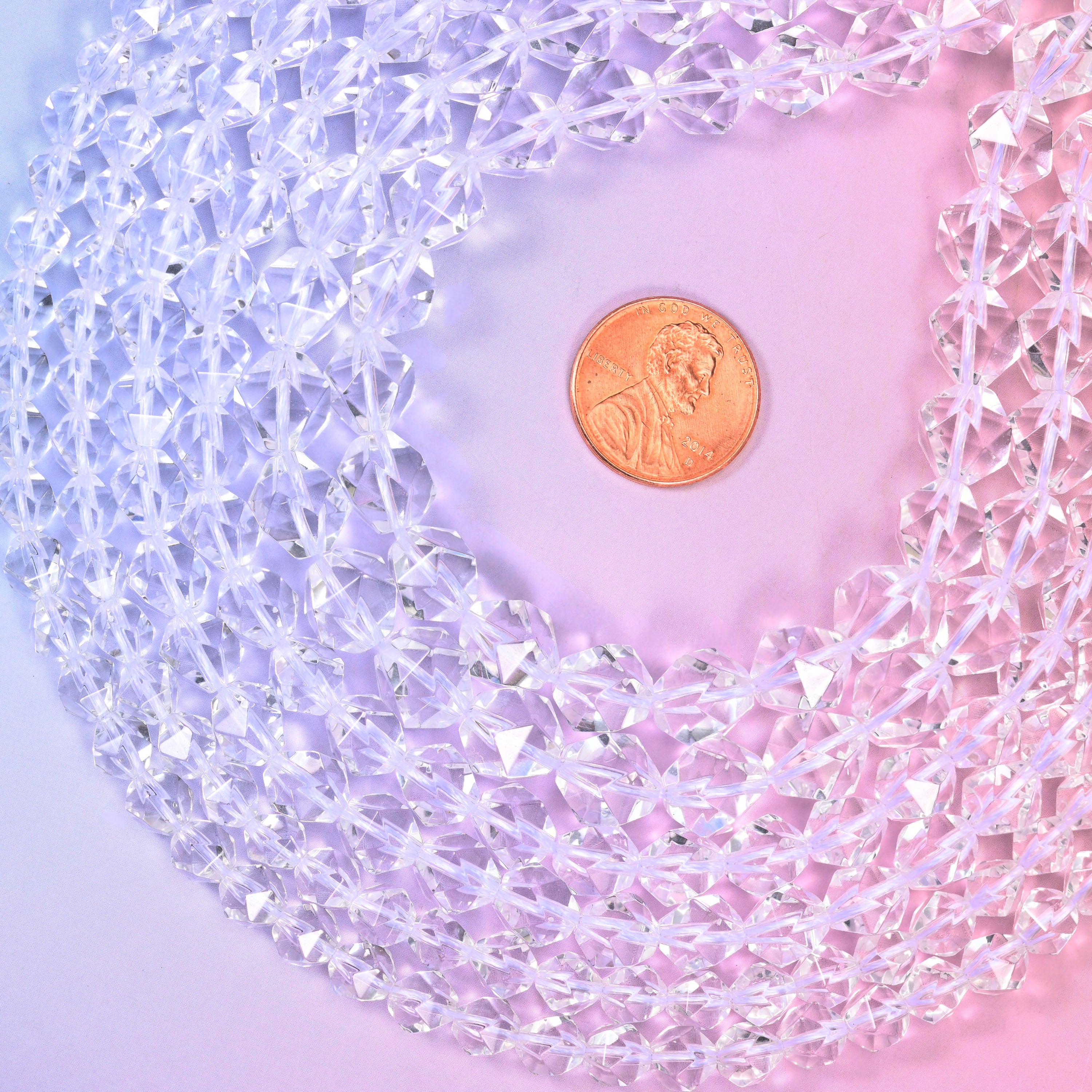 Clear Quartz Diamond Star Cut Beads 6mm 8mm 10mm Jewelry Making 15.5 Inch Strand