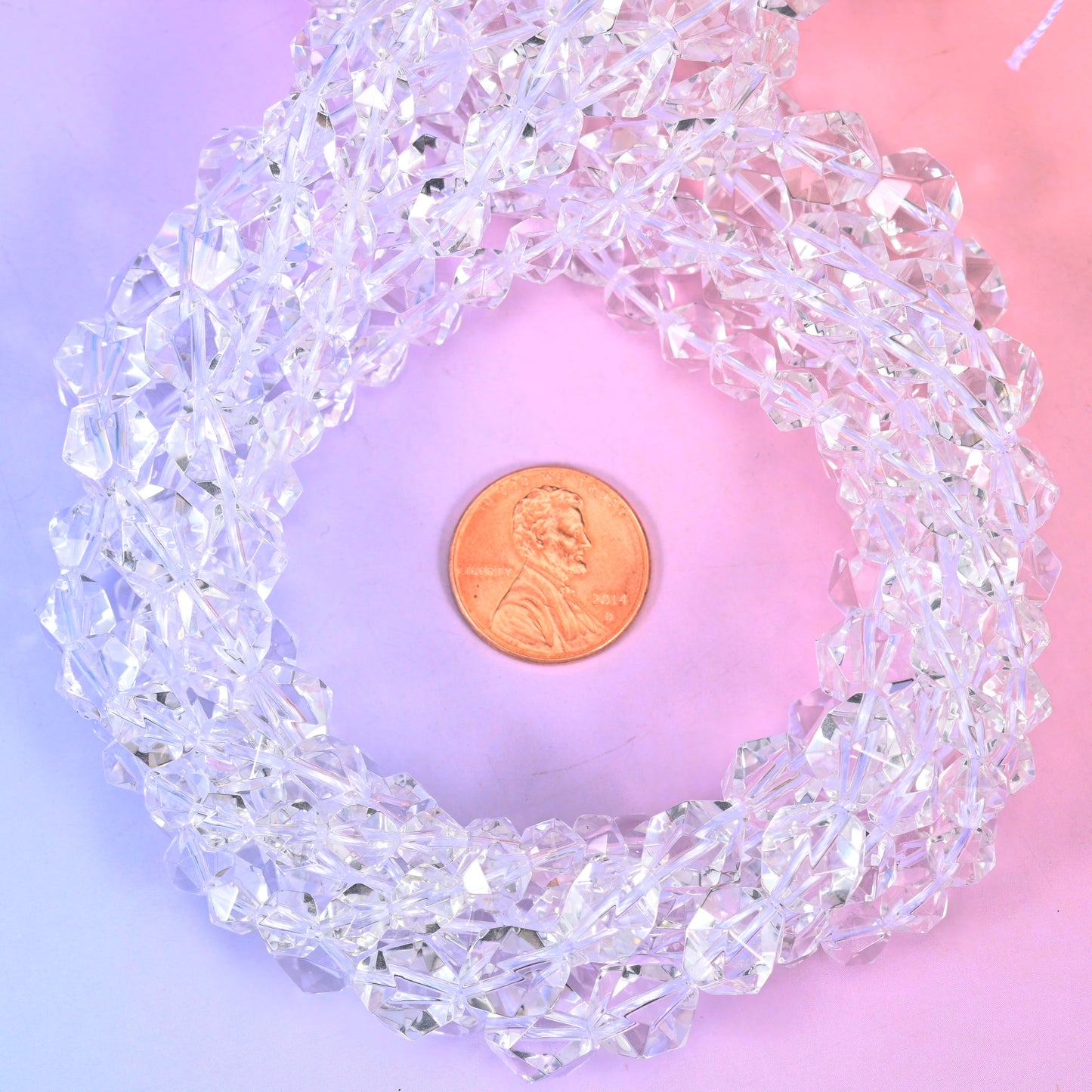 Clear Quartz Diamond Star Cut Beads 6mm 8mm 10mm Jewelry Making 15.5 Inch Strand