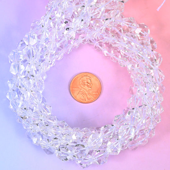 Clear Quartz Diamond Star Cut Beads 6mm 8mm 10mm Jewelry Making 15.5 Inch Strand