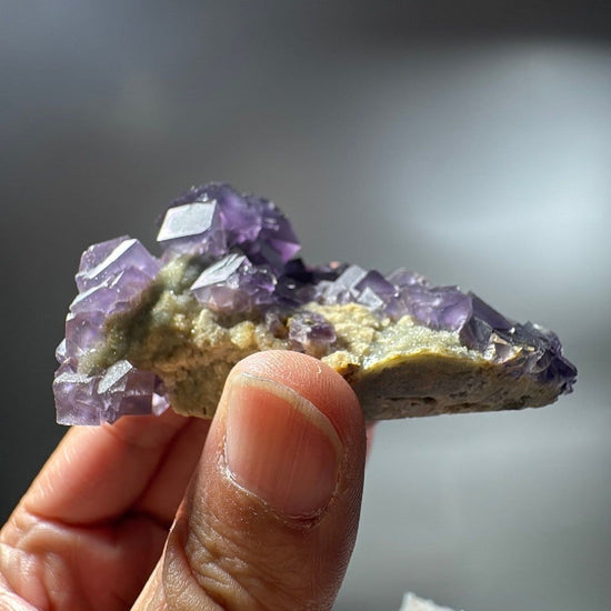 4.8 oz Purple Cubic Fluorite with Matrix Base Mineral Specimen -10
