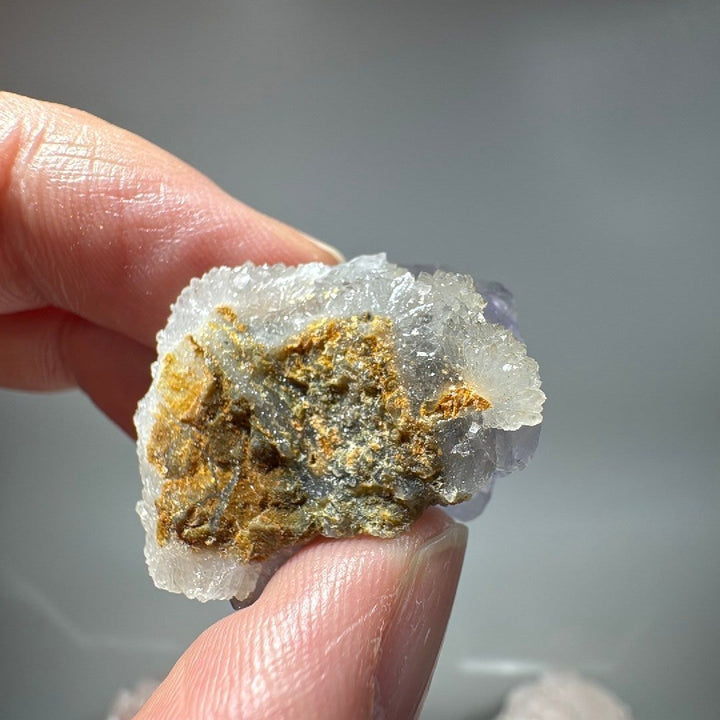 0.81 oz Purple Cubic Fluorite with white Quartz Mineral Specimen -16