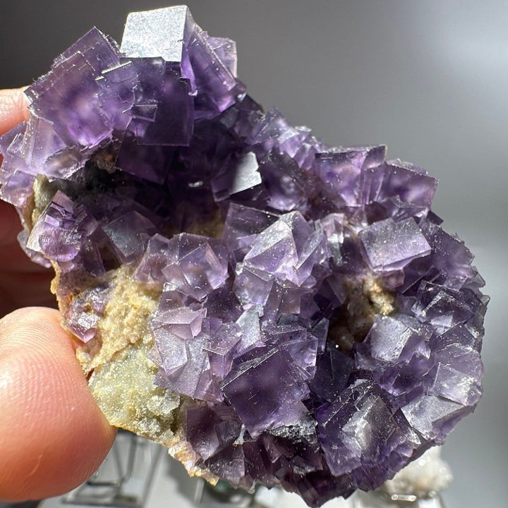 4.8 oz Purple Cubic Fluorite with Matrix Base Mineral Specimen -10
