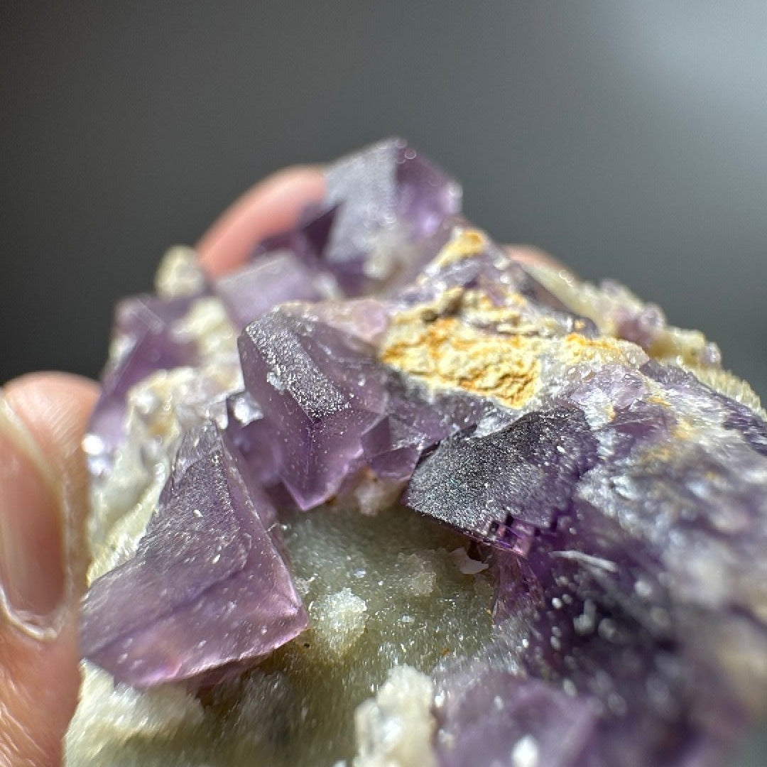 1.2 oz Cubic Purple Fluorite with Quartz and Calcite Mineral Specimen -6