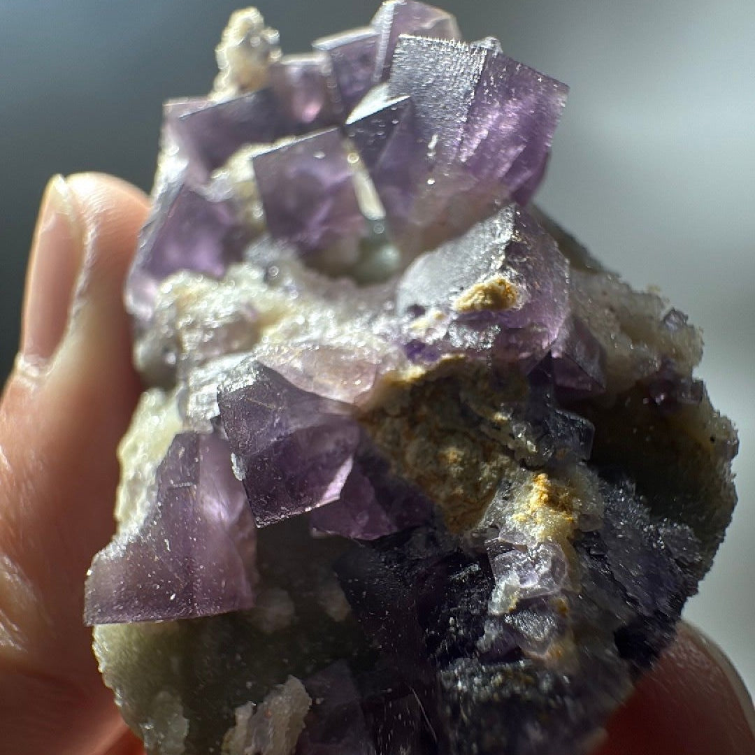 1.2 oz Cubic Purple Fluorite with Quartz and Calcite Mineral Specimen -6