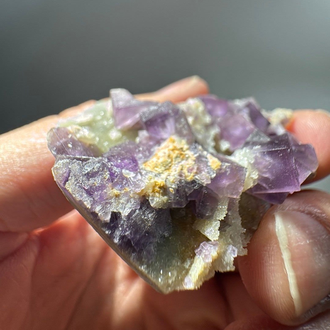 1.2 oz Cubic Purple Fluorite with Quartz and Calcite Mineral Specimen -6
