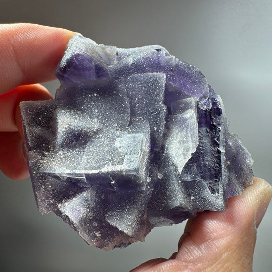 2.8 oz Purple Cubic Fluorite with Sugary White Quartz Mineral Specimen -11