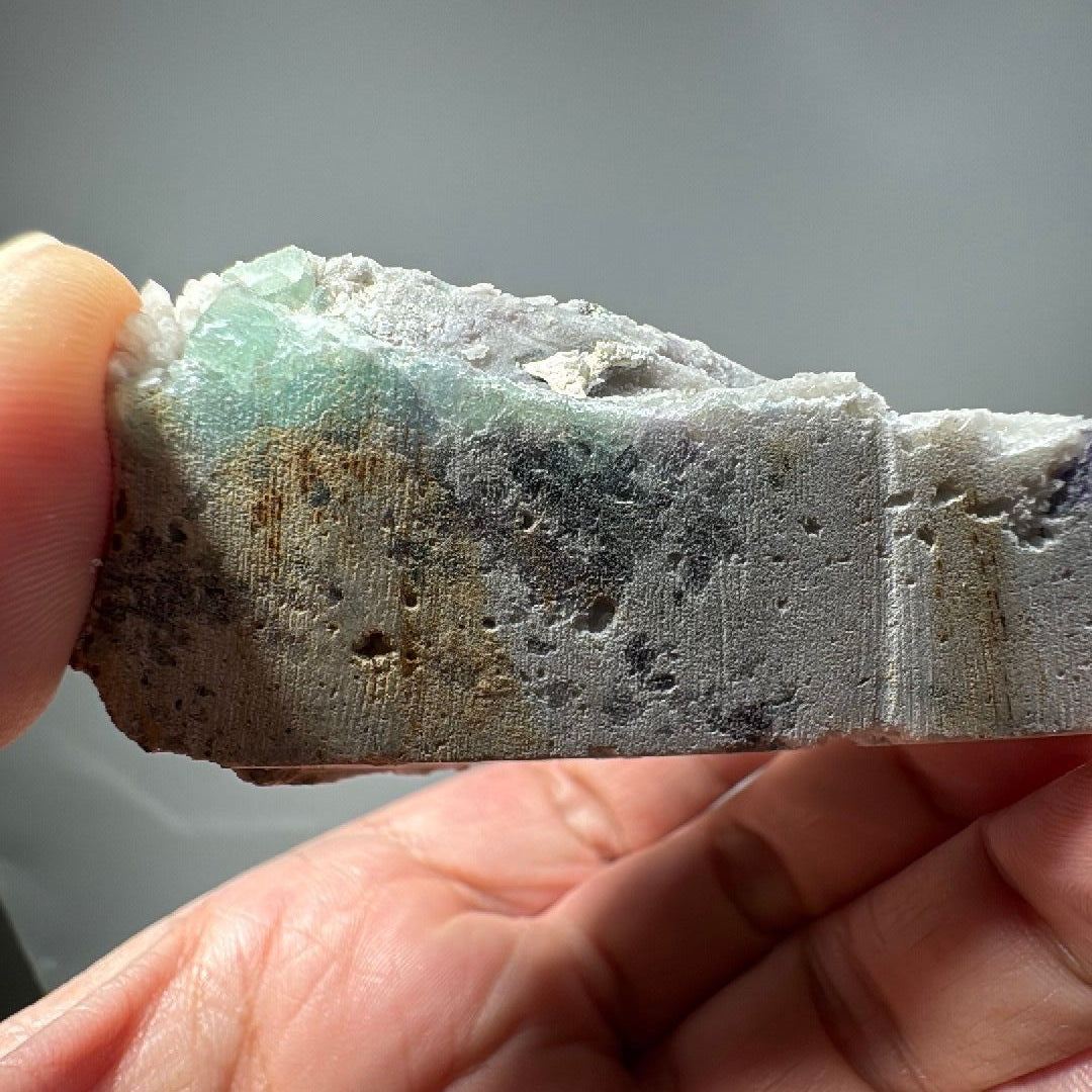 2.96 oz Green Cubic Fluorite with White Sugary White Quartz Mineral Specimen-19