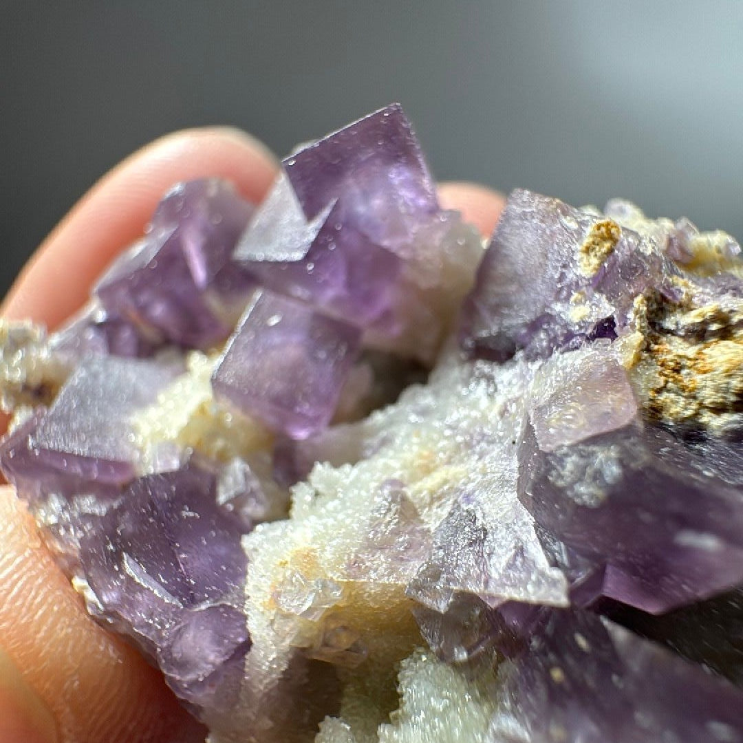 1.2 oz Cubic Purple Fluorite with Quartz and Calcite Mineral Specimen -6