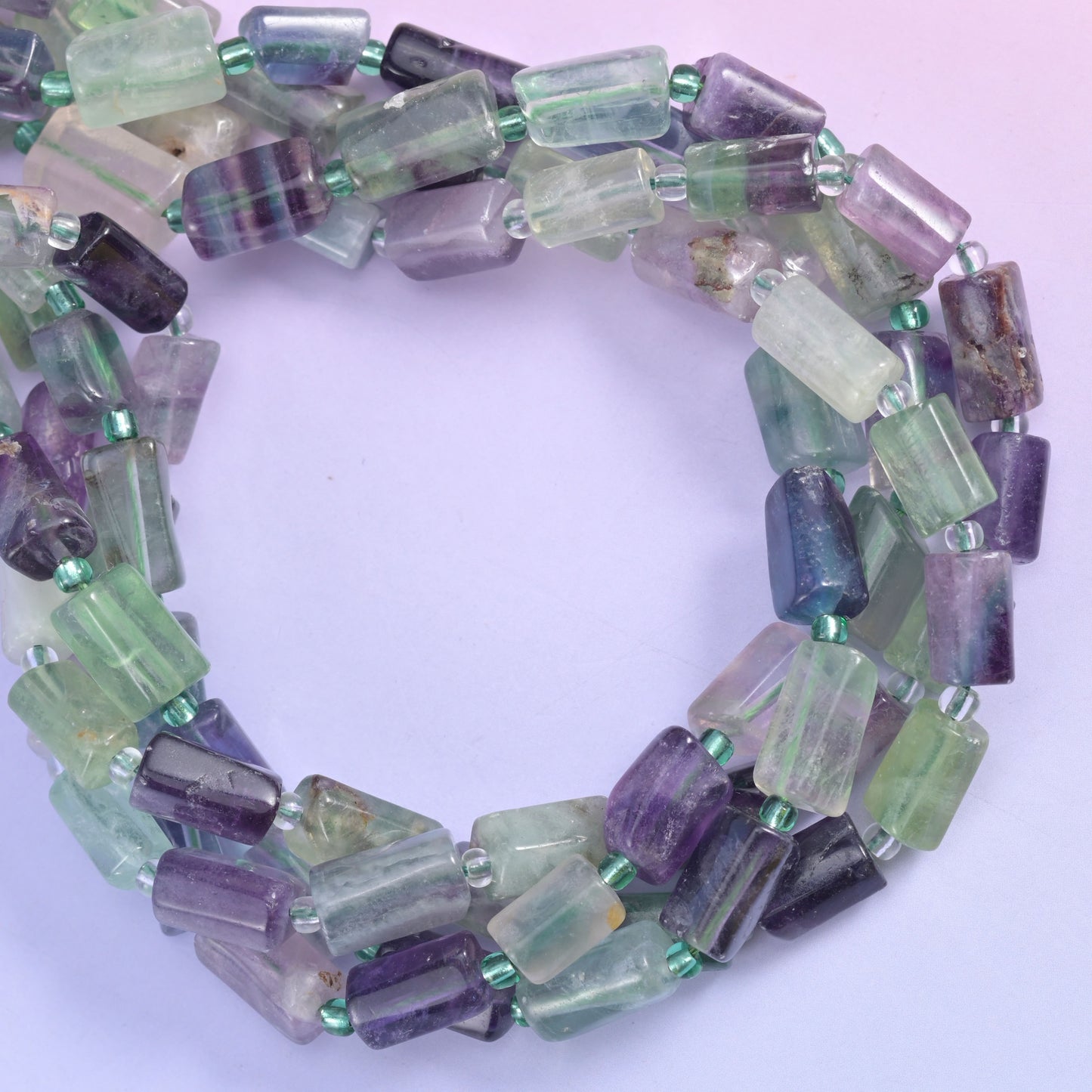 Multi-Color Fluorite Faceted Tube Beads Size 12x8mm Jewelry Making 15.5 Inch Strand