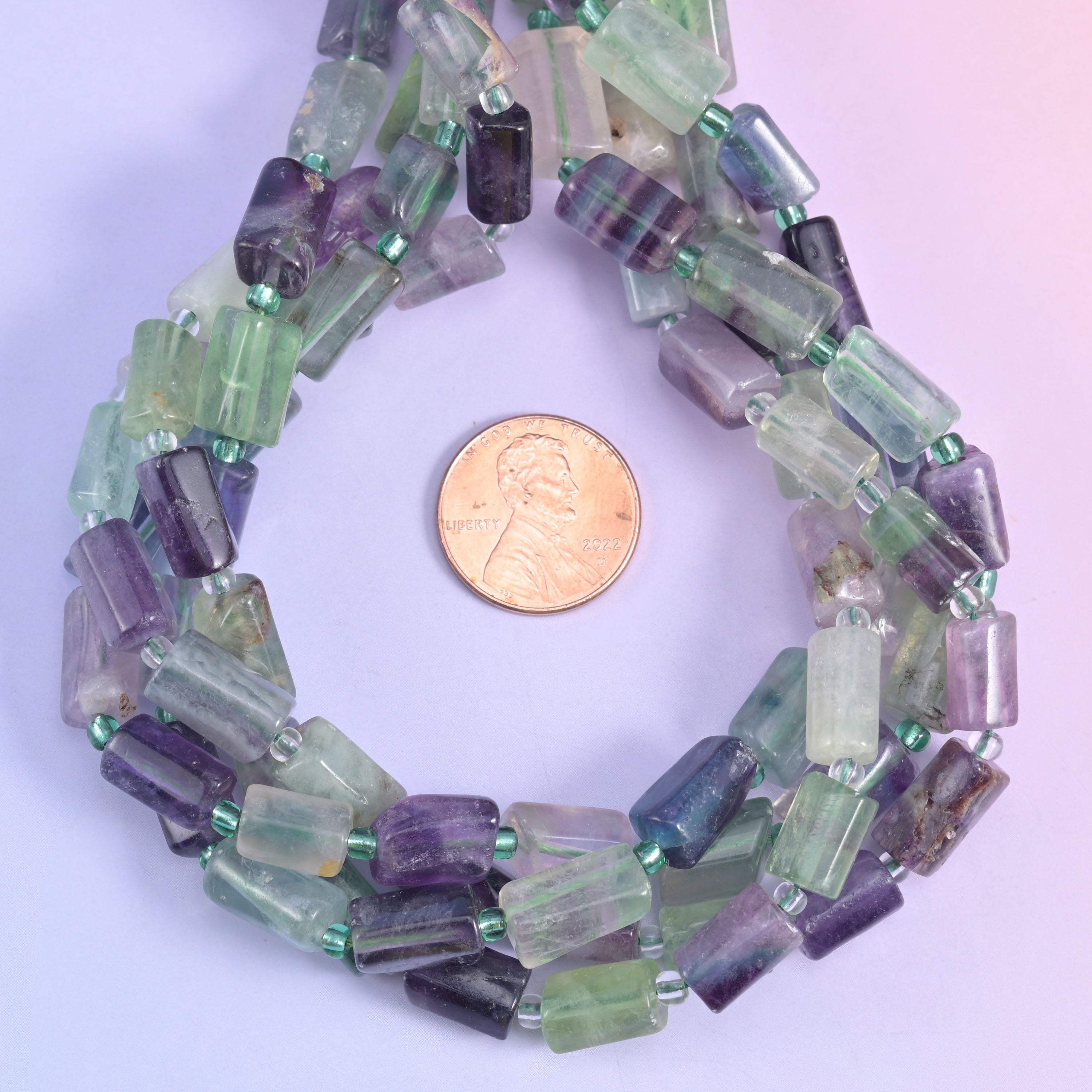 Multi-Color Fluorite Faceted Tube Beads Size 12x8mm Jewelry Making 15.5 Inch Strand