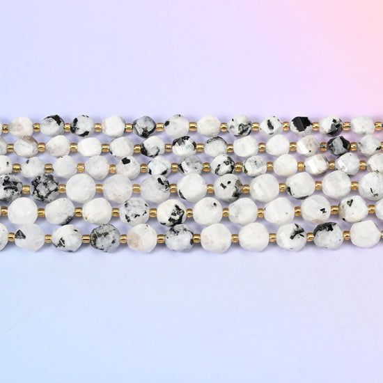 Blue Moonstone Faceted Spiral Twist Beads: Size 8mm 10mm, Jewelry Making, 15 inch Strand