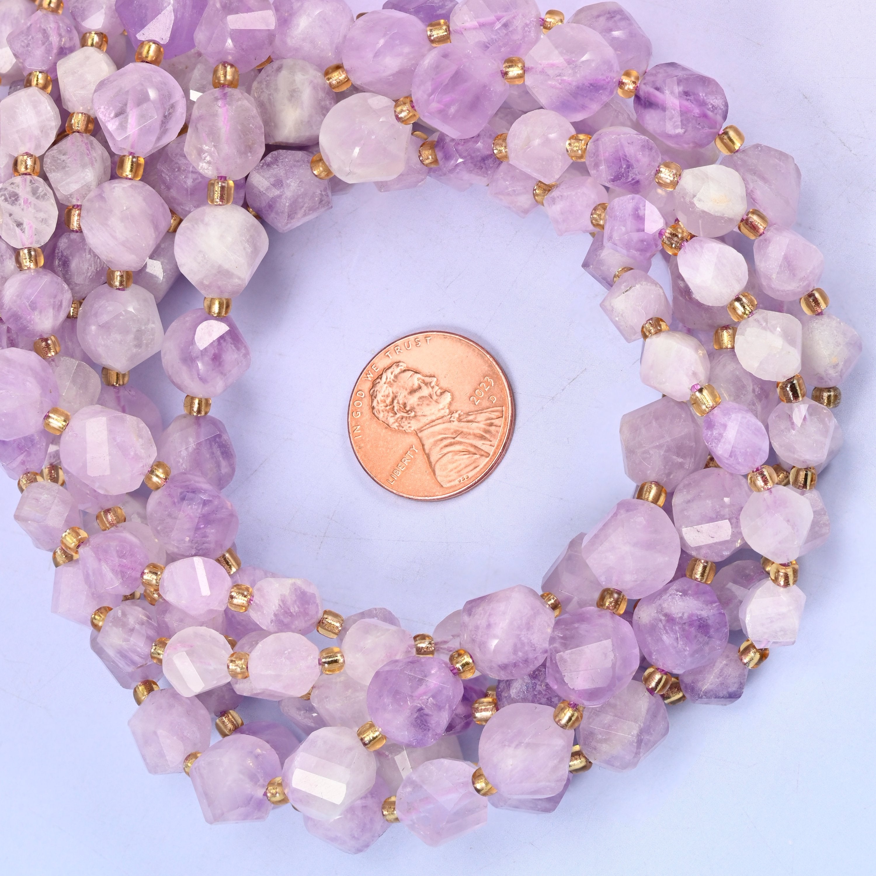 Purple Jade Faceted Spiral Twist Beads: Size 8mm 10mm, Jewelry Making, 15 inch Strand