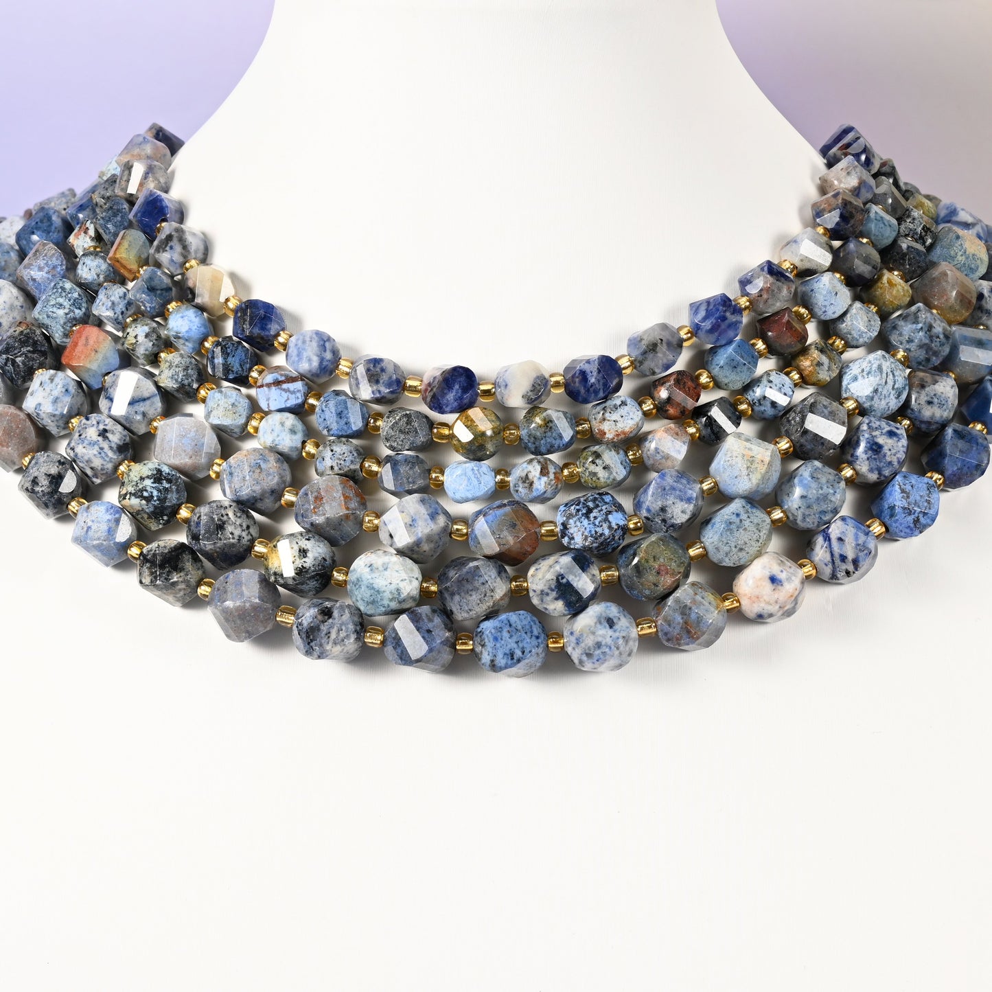 Sunset Dumortierite Faceted Spiral Twist Beads: Size 8mm 10mm, Jewelry Making, 15 inch Strand