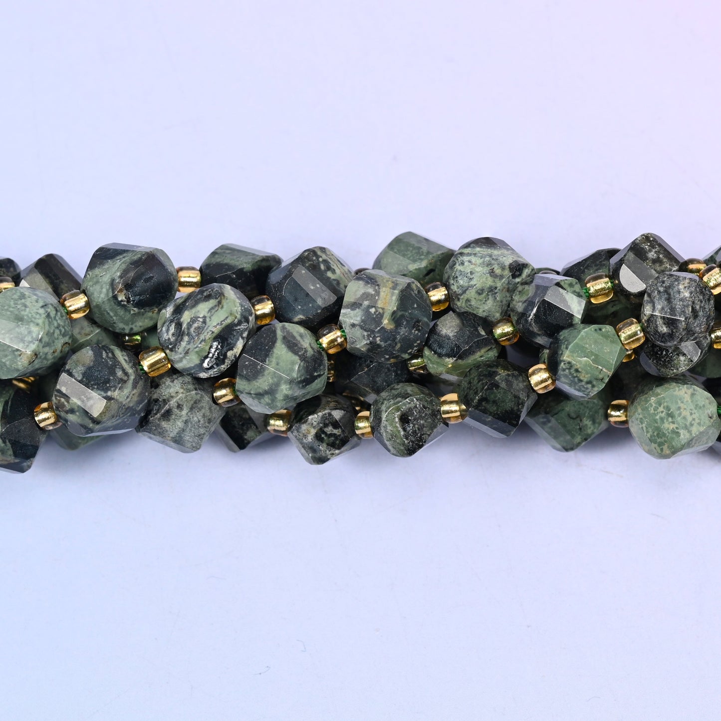 Kambaba Jasper Faceted Spiral Twist Beads: Size 8mm 10mm, Jewelry Making, 15 inch Strand