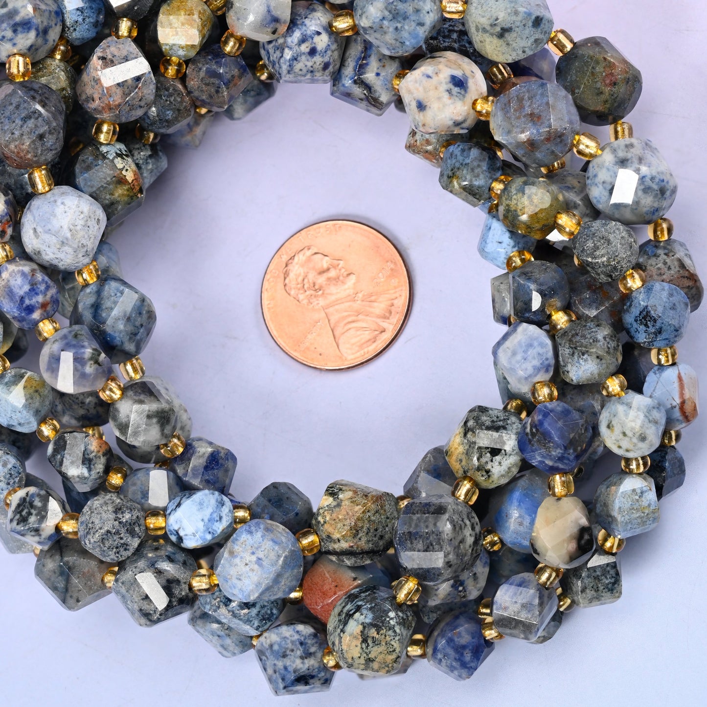 Sunset Dumortierite Faceted Spiral Twist Beads: Size 8mm 10mm, Jewelry Making, 15 inch Strand