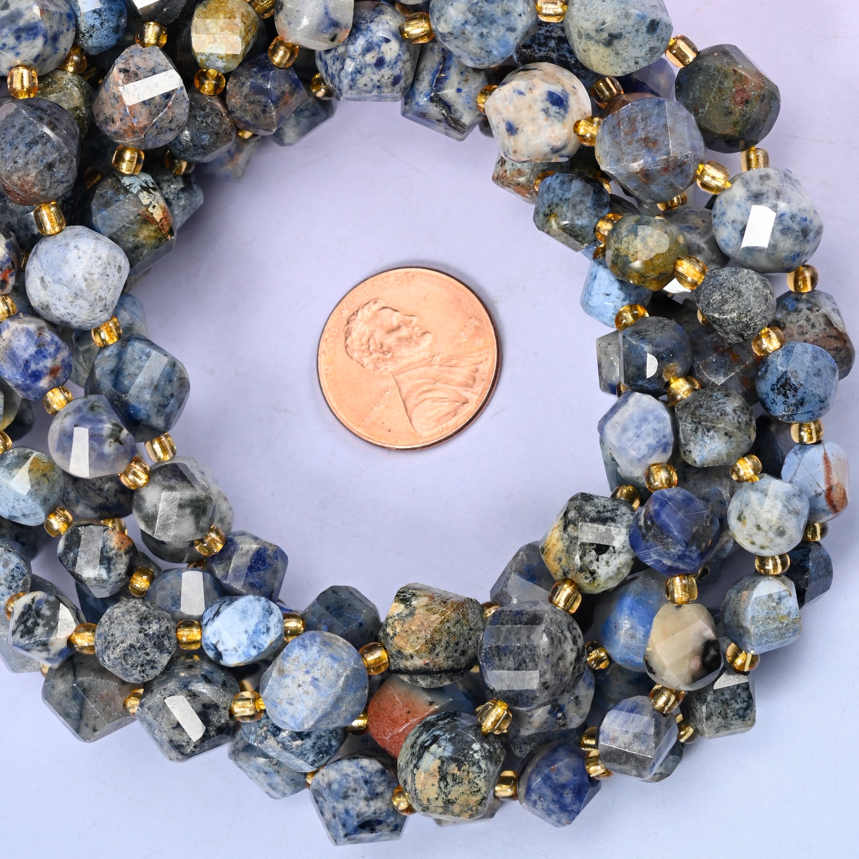 Sunset Dumortierite Faceted Spiral Twist Beads: Size 8mm 10mm, Jewelry Making, 15 inch Strand