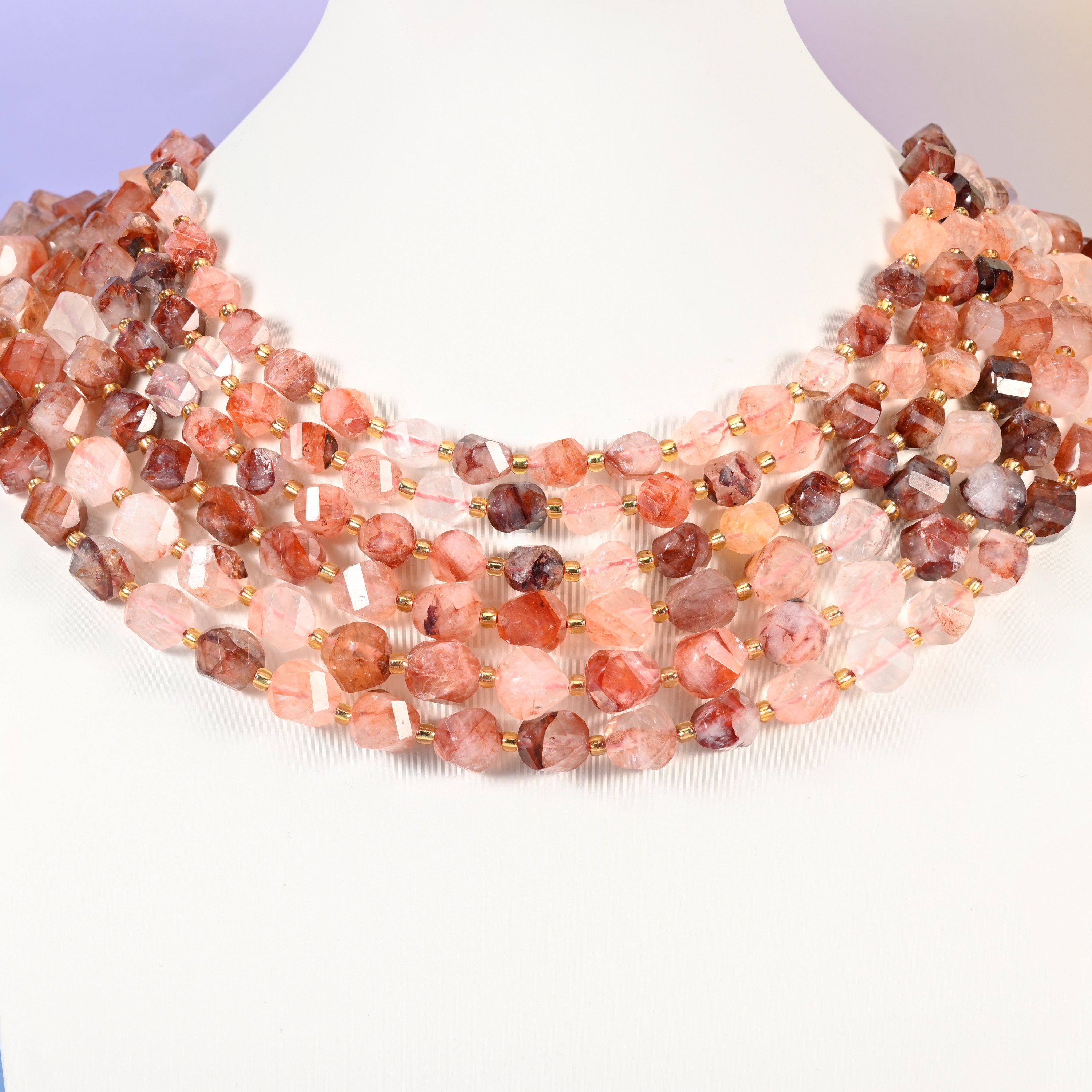 Red Hematoid Quartz Faceted Spiral Twist Beads: Size 8mm 10mm, Jewelry Making, 15 inch Strand