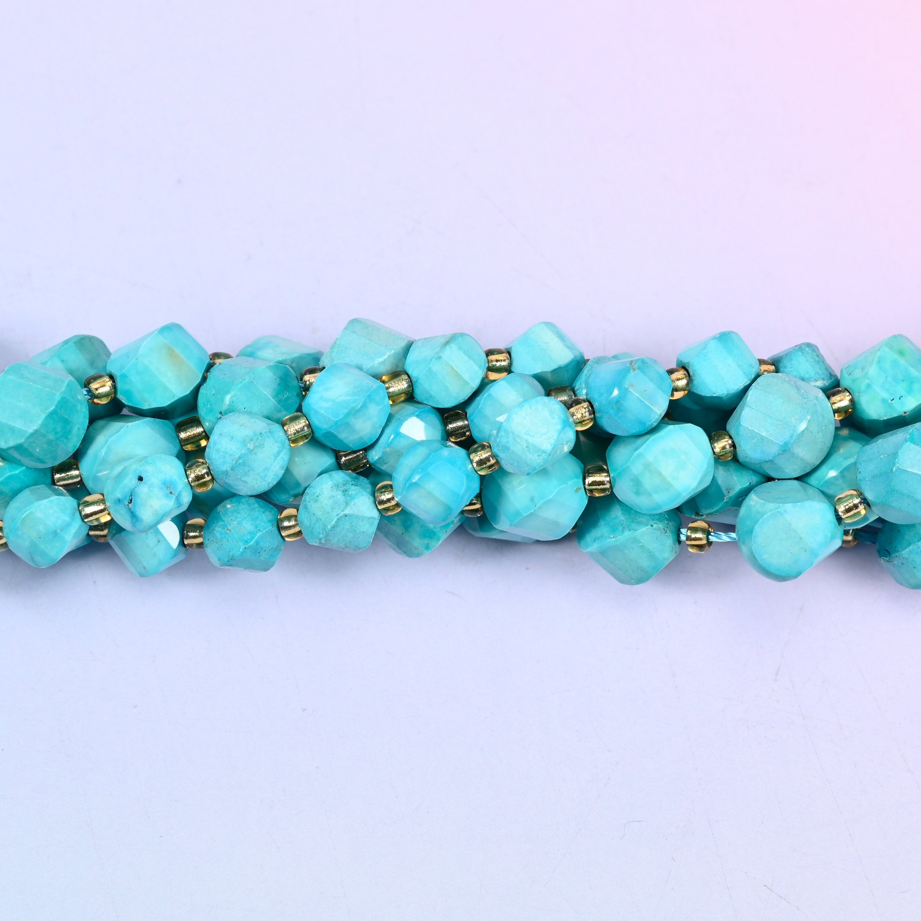 Dyed Lake Blue Howlite Faceted Spiral Twist Beads: Size 8mm 10mm, Jewelry Making, 15 inch Strand