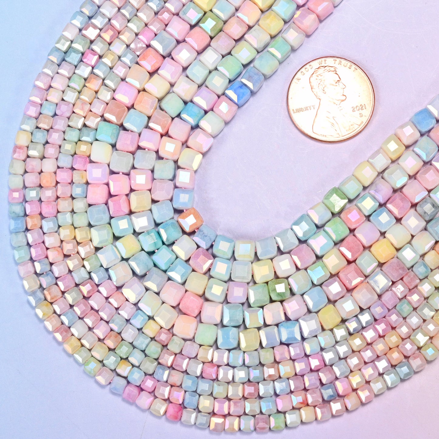 Colorful Opaque Faceted Cube Glass Beads: Jewelry Making Supply