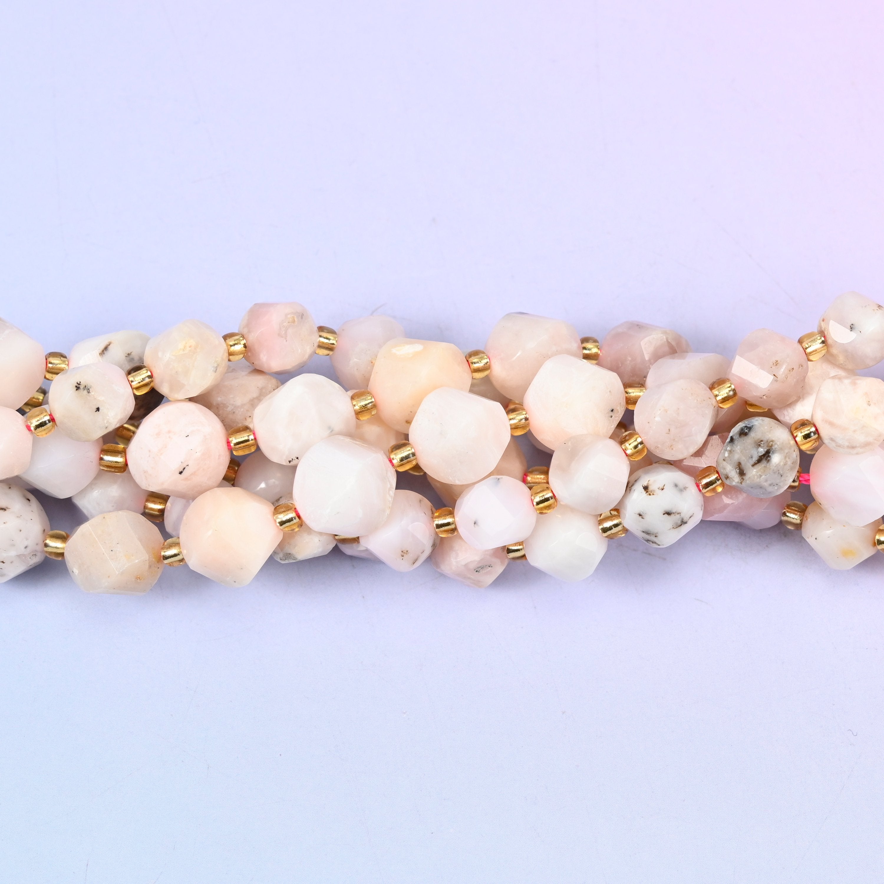 Pink Opal Faceted Spiral Twist Beads: Size 8mm 10mm, Jewelry Making, 15 inch Strand