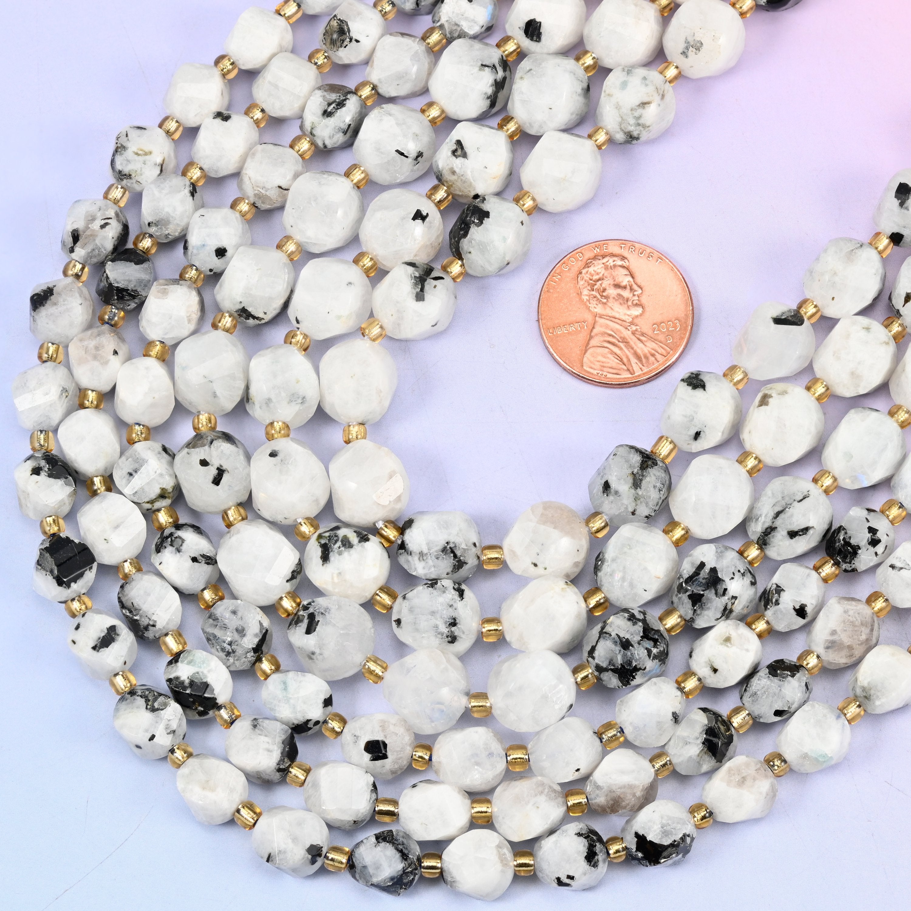 Blue Moonstone Faceted Spiral Twist Beads: Size 8mm 10mm, Jewelry Making, 15 inch Strand