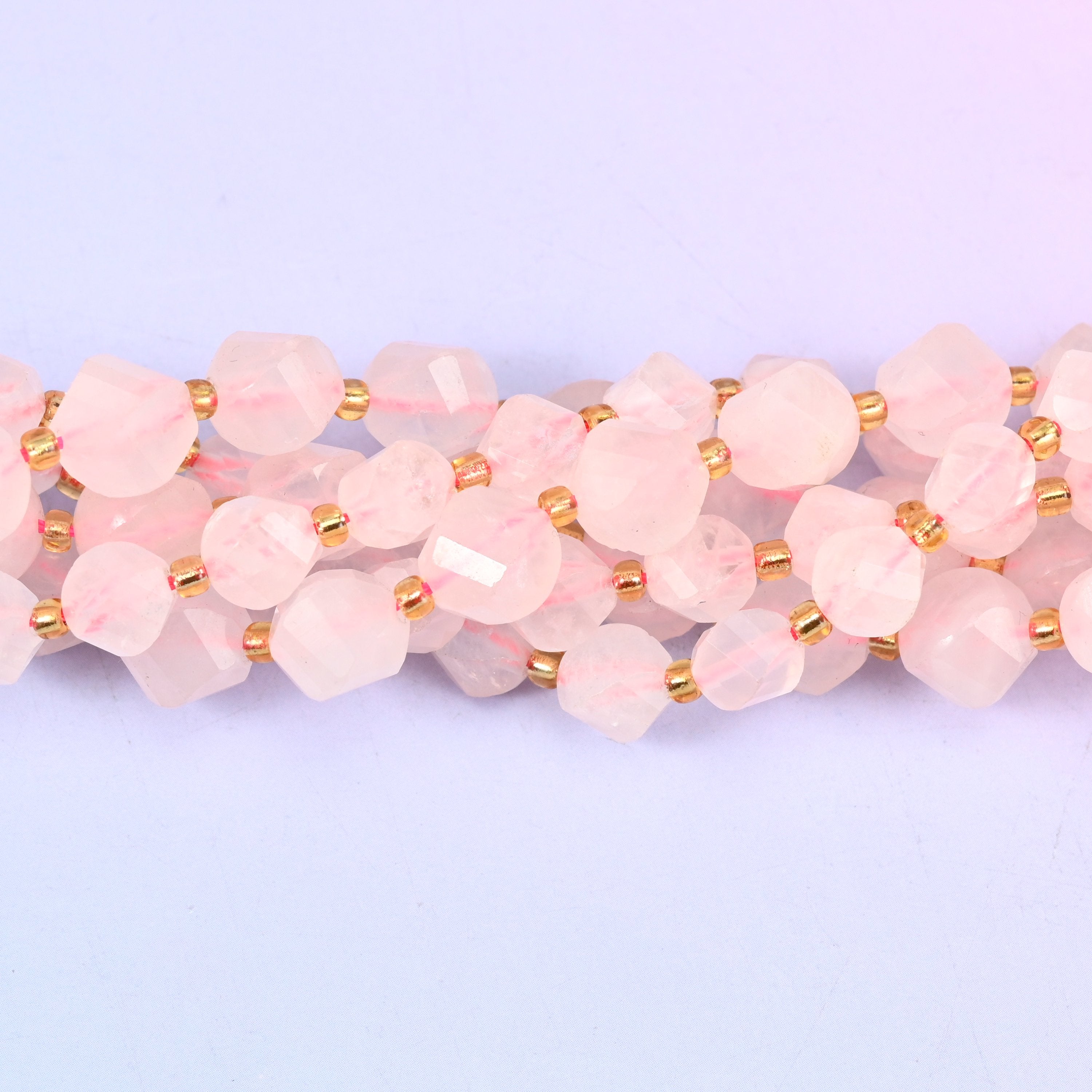 Rose Quartz Faceted Spiral Twist Beads: Size 8mm 10mm, Jewelry Making, 15 inch Strand