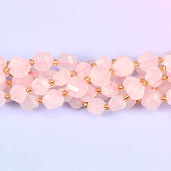 Rose Quartz Faceted Spiral Twist Beads: Size 8mm 10mm, Jewelry Making, 15 inch Strand