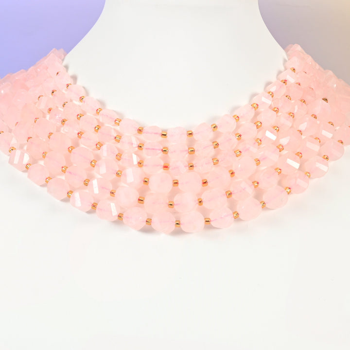 Rose Quartz Faceted Spiral Twist Beads: Size 8mm 10mm, Jewelry Making, 15 inch Strand