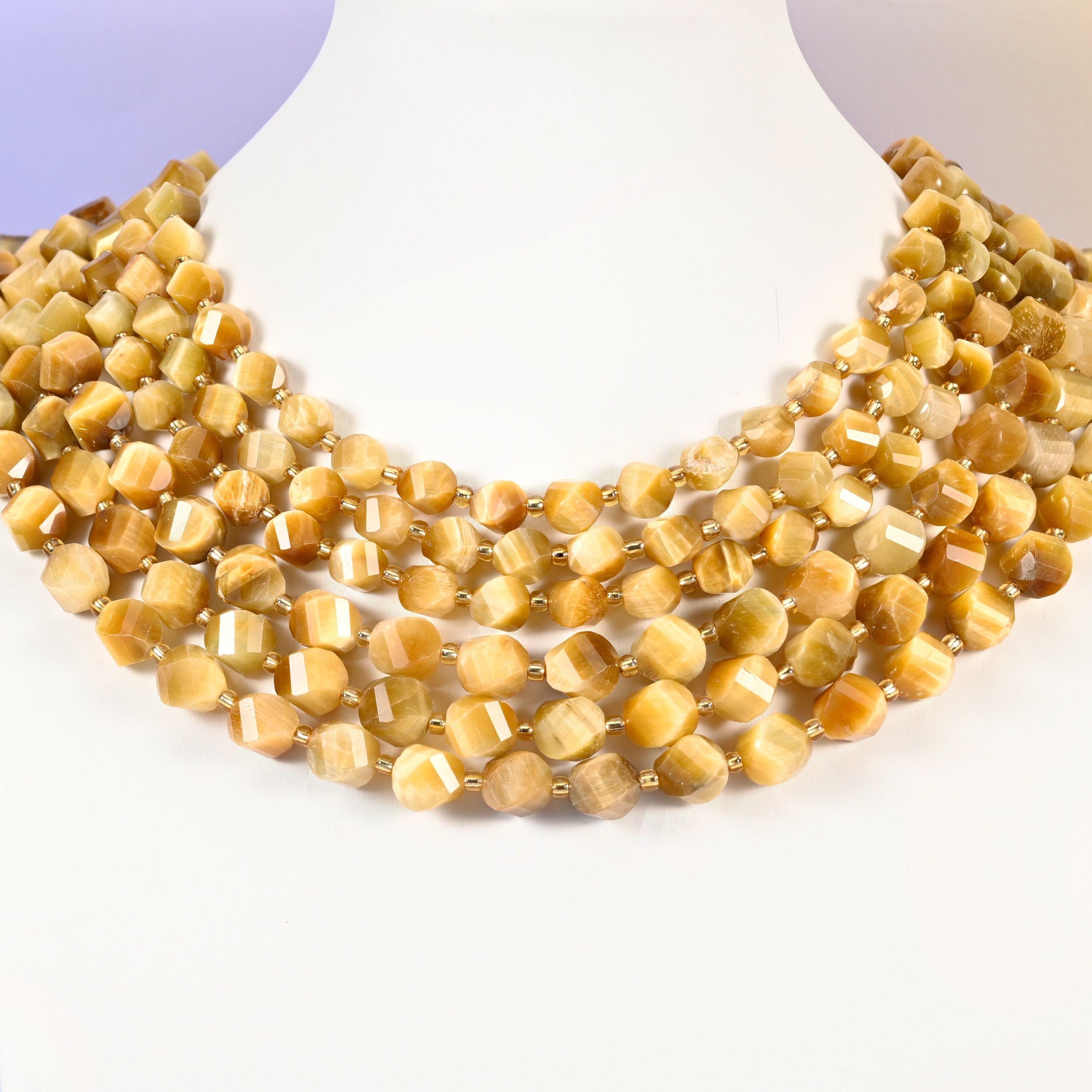 Gold Tiger Eye Faceted Spiral Twist Beads: Size 8mm 10mm, Jewelry Making, 15 inch Strand